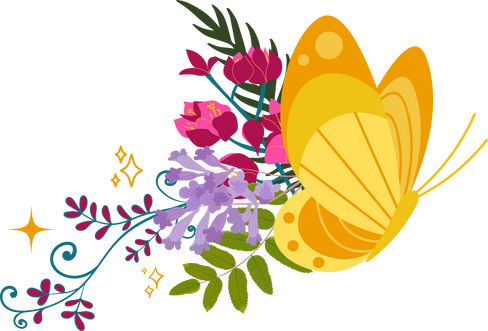 Decorative Butterfly and Flowers